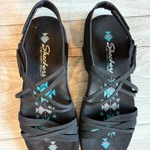 Skechers Black Strappy Sandals with Comfort Sole